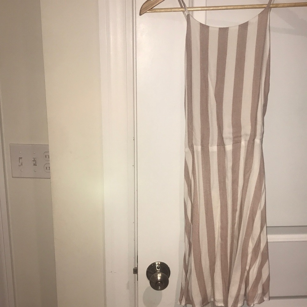 Mauve and white striped Lulus dress